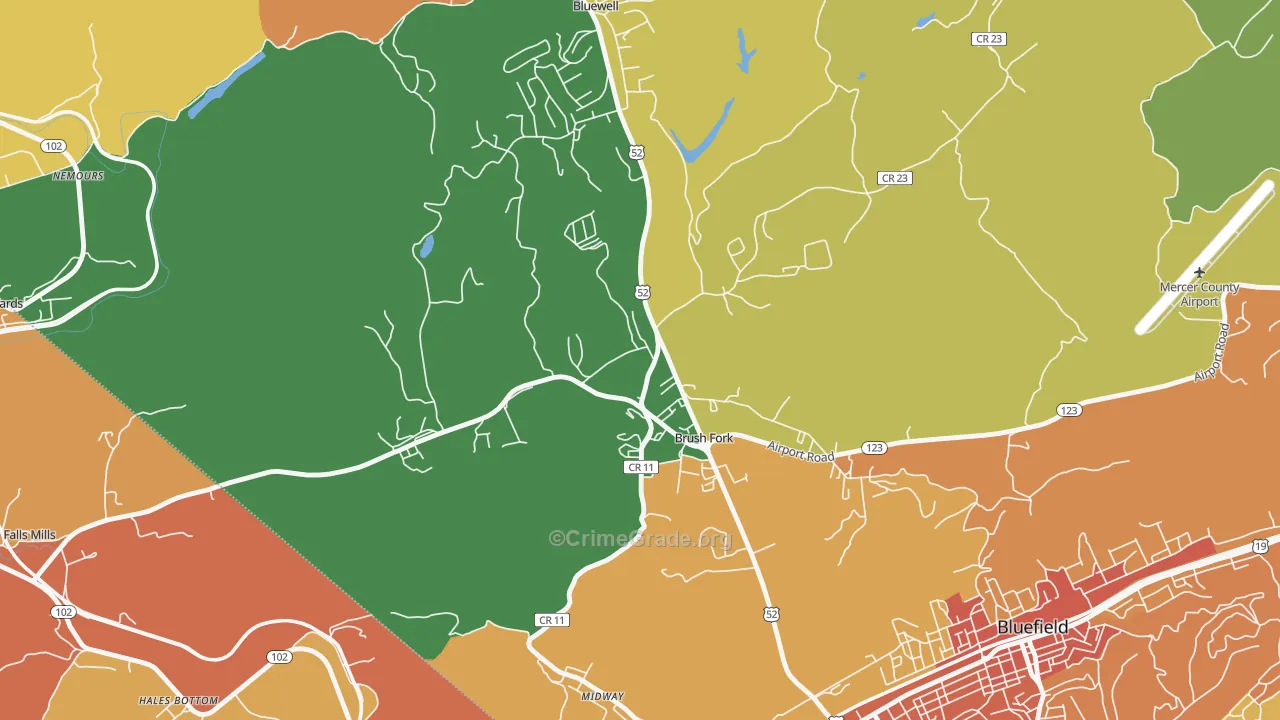 Brush Fork, WV Map of Vandalism Rates