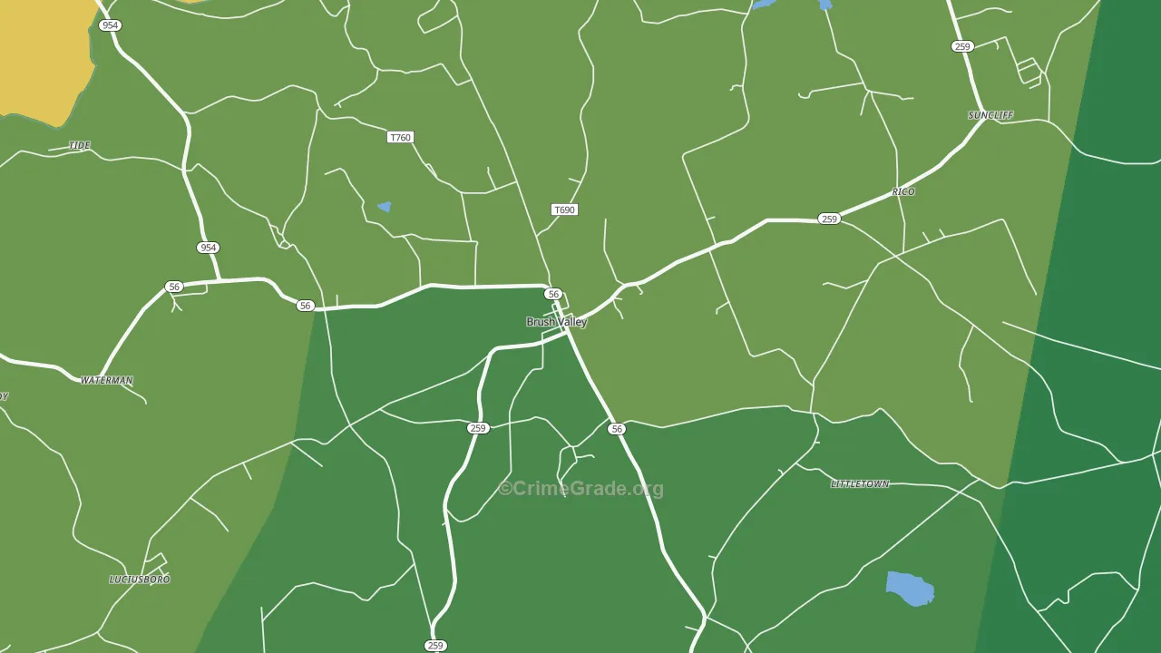 Brush Valley, PA Map of Vandalism Rates