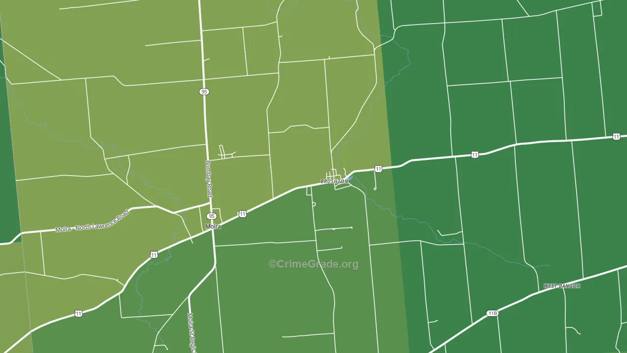 Brushton, NY Map of Vandalism Rates