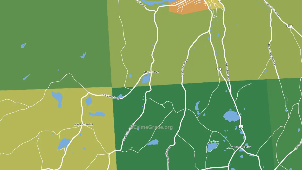 Brushville, PA Map of Vandalism Rates