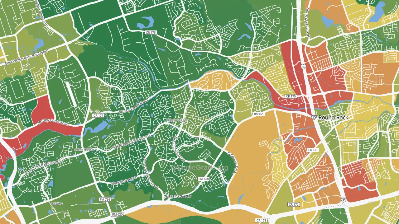 Brushy Creek, TX Map of Vandalism Rates