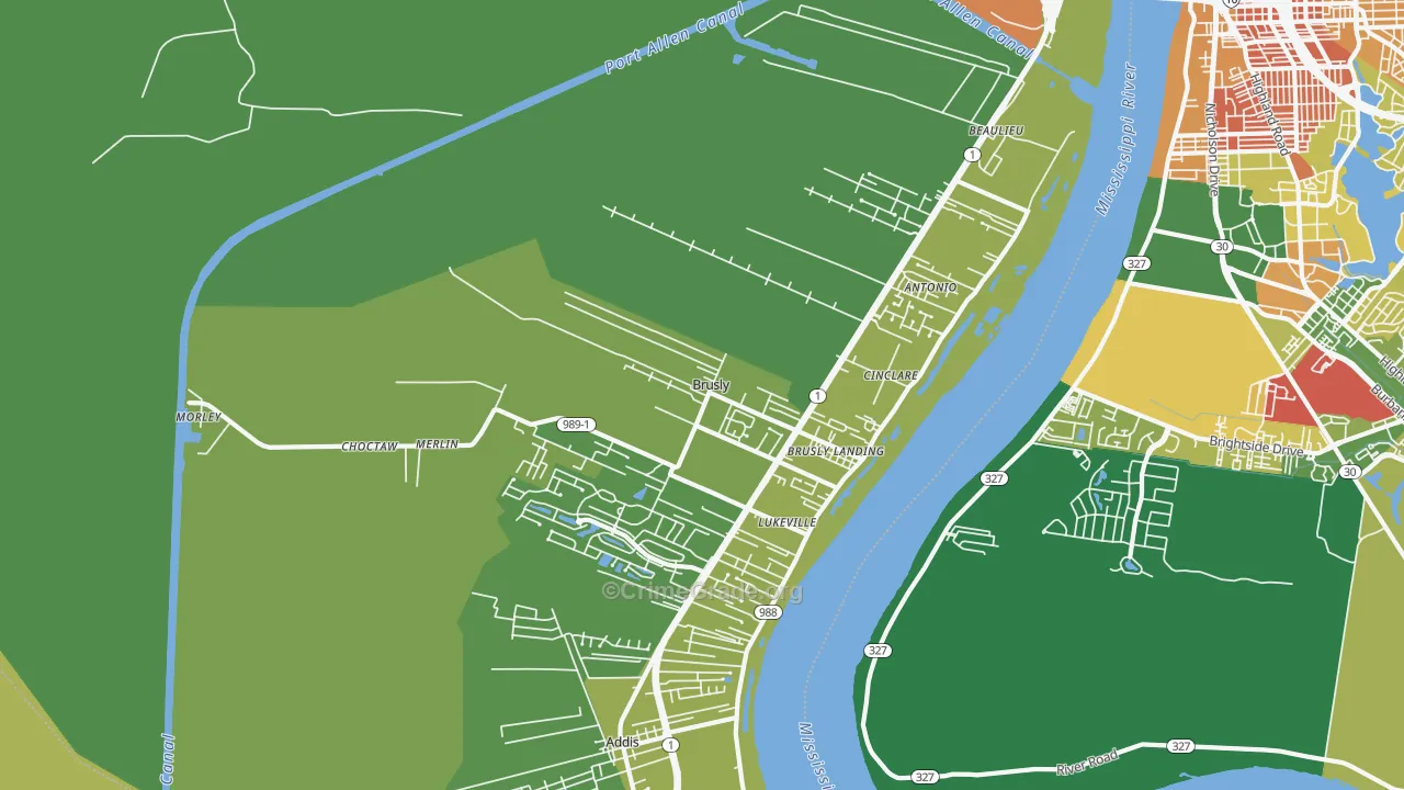Brusly, LA Map of Vandalism Rates