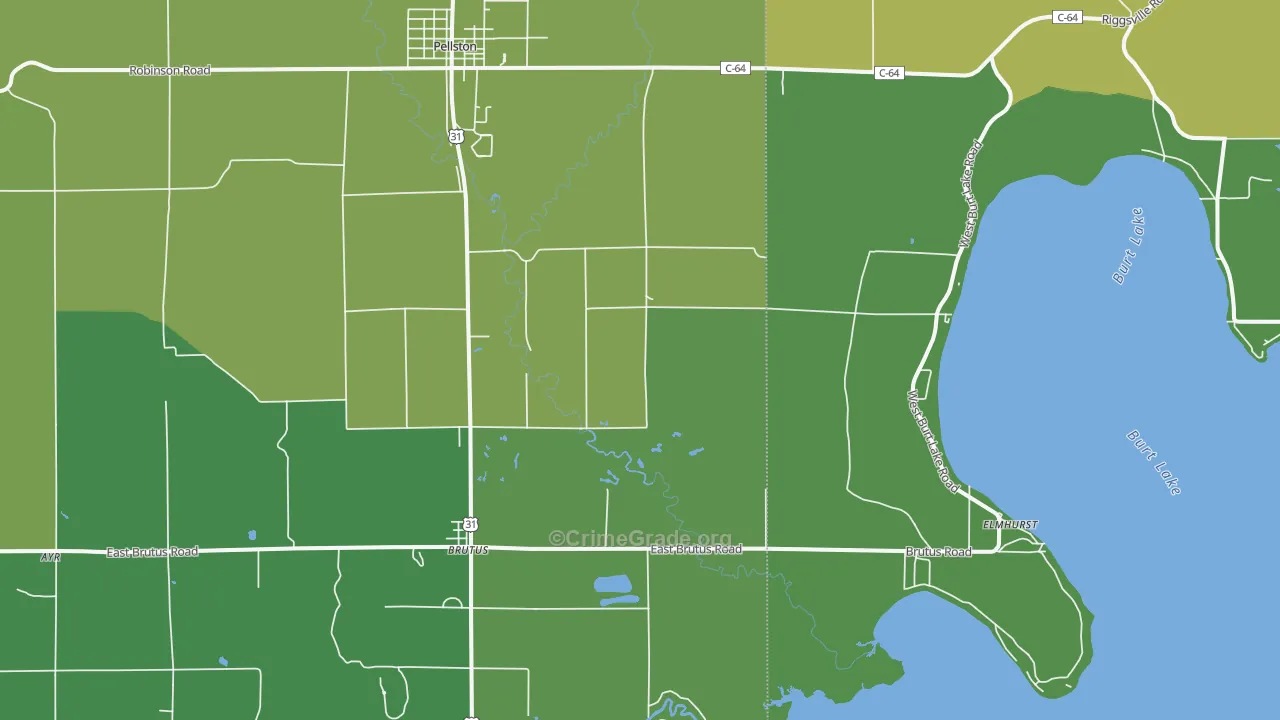 Brutus, MI Map of Vandalism Rates
