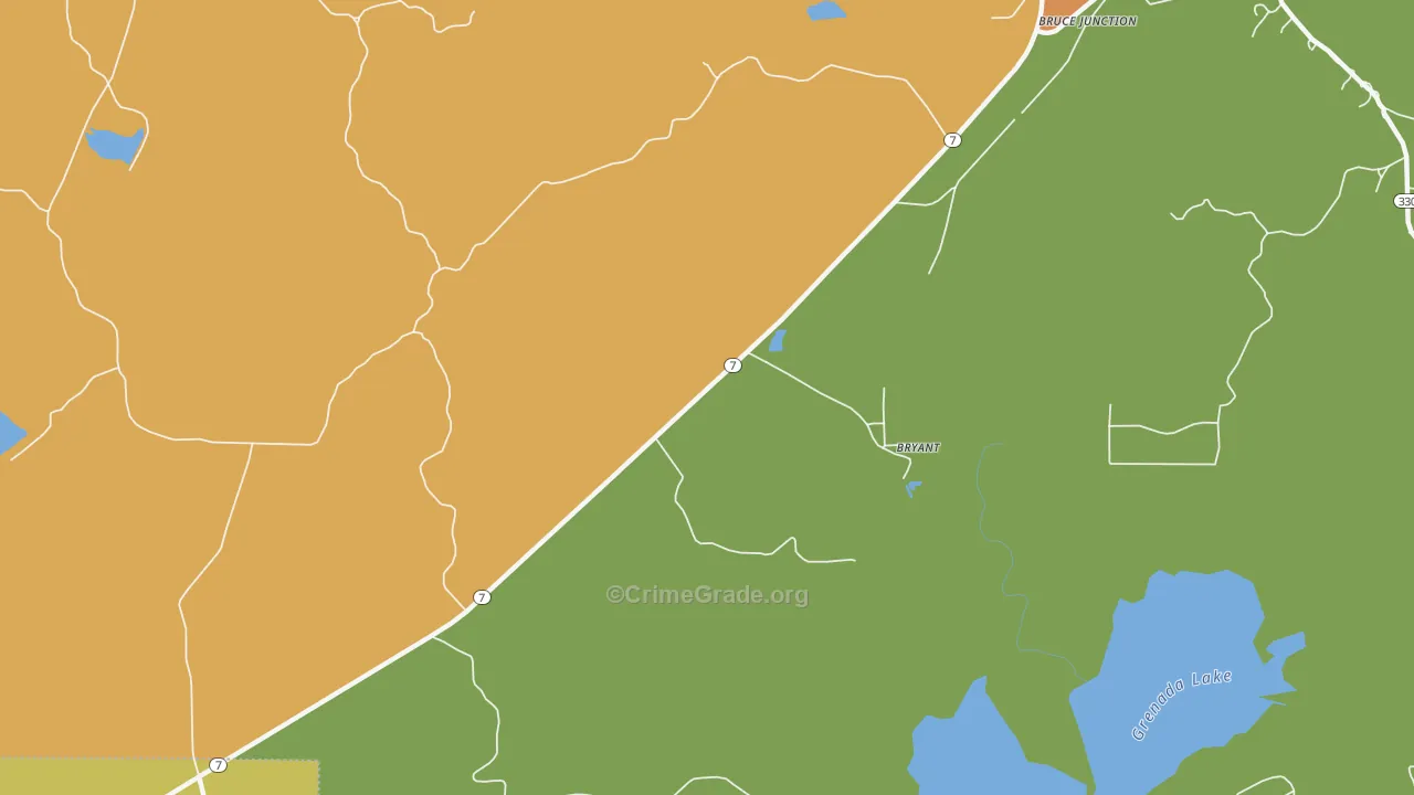 Bryant, MS Map of Vandalism Rates