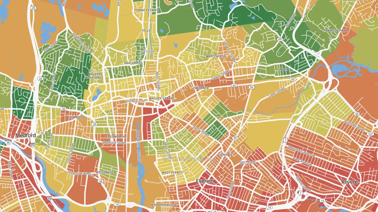 Bryant Terrace, Malden, MA Map of Vandalism Rates