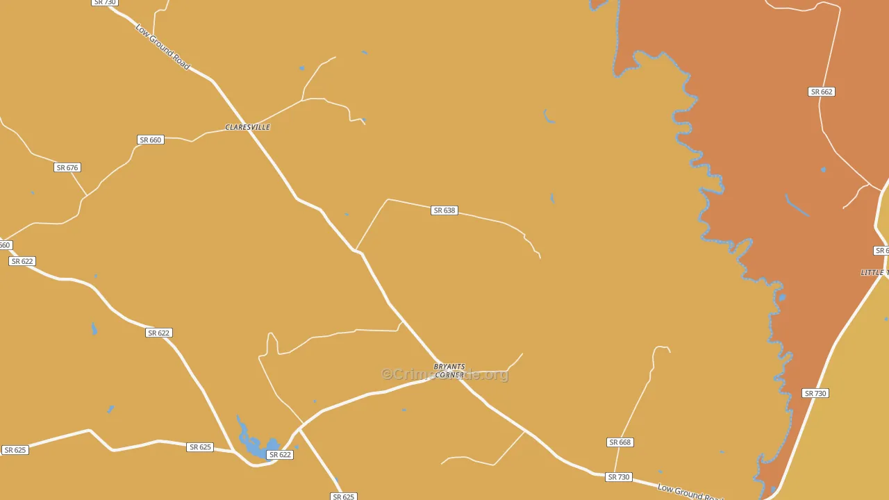 Bryants Corner, VA Map of Vandalism Rates