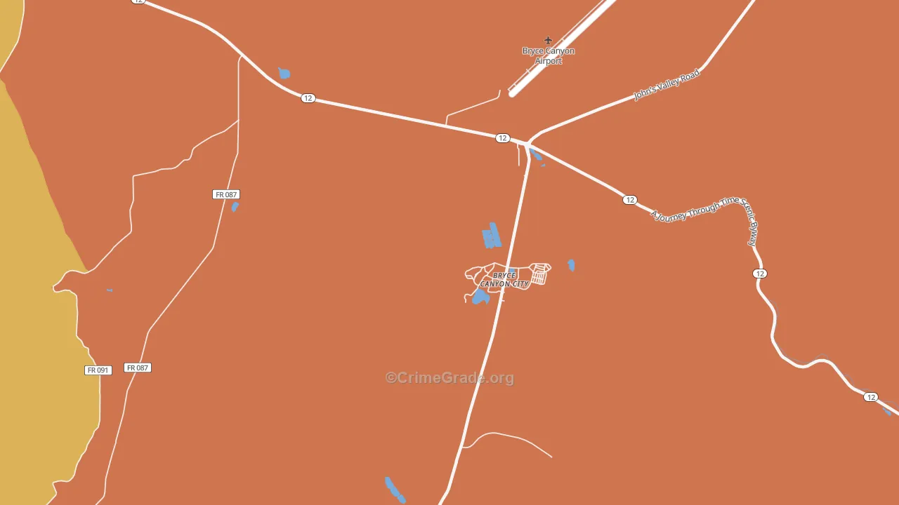 Bryce Canyon City, UT Map of Vandalism Rates