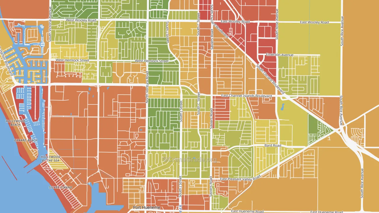 Bryce Canyon North, Oxnard, CA Map of Vandalism Rates