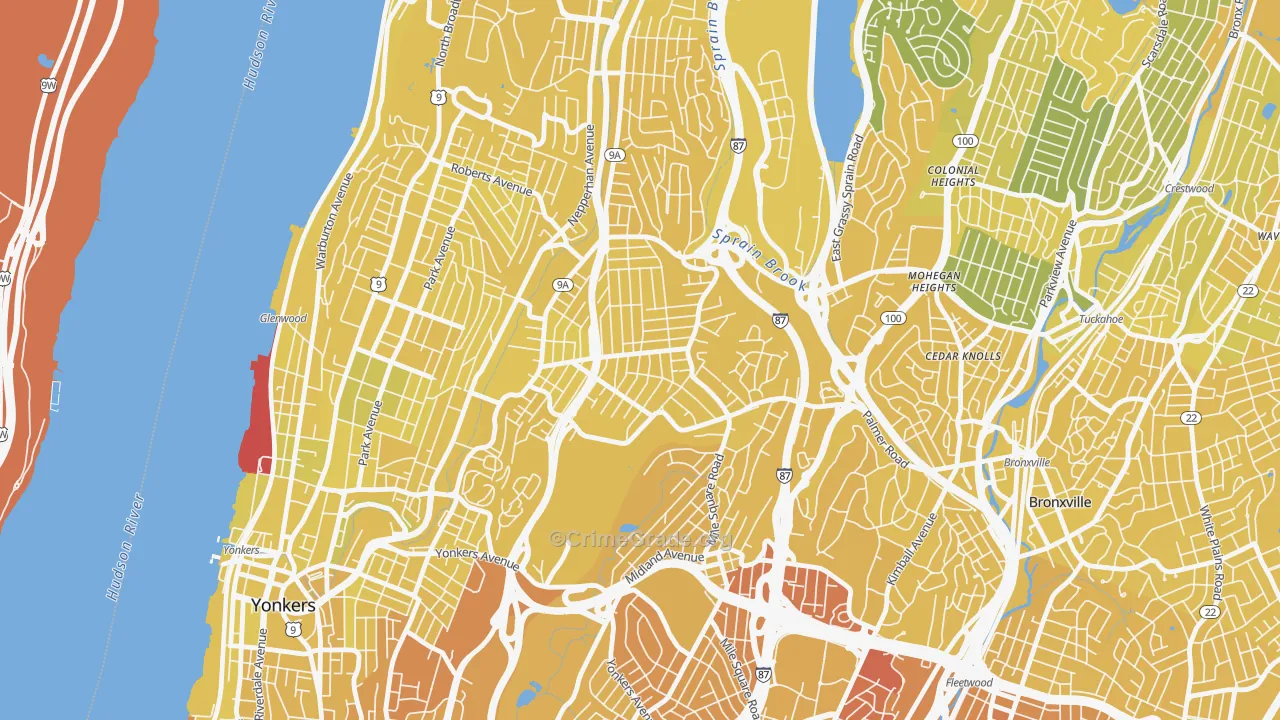 Bryn Mawr, Yonkers, NY Map of Vandalism Rates