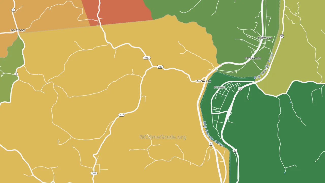 Buchanan, KY Map of Vandalism Rates