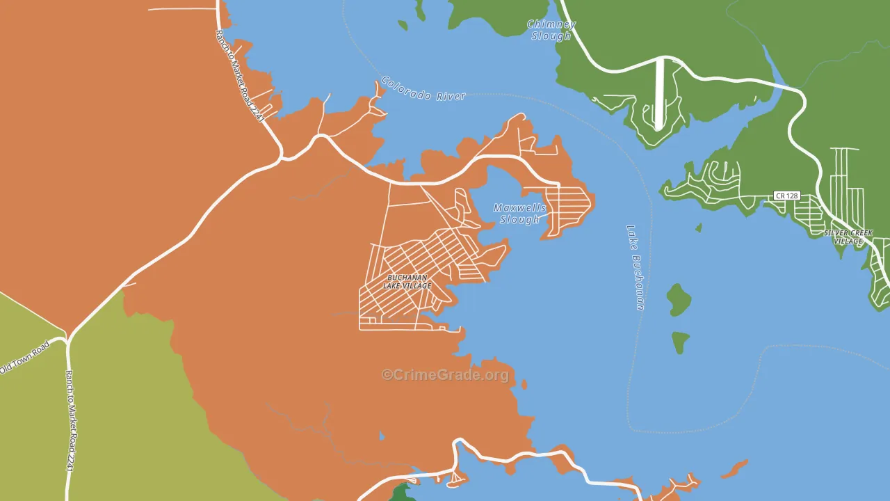 Buchanan Lake Village, TX Map of Vandalism Rates