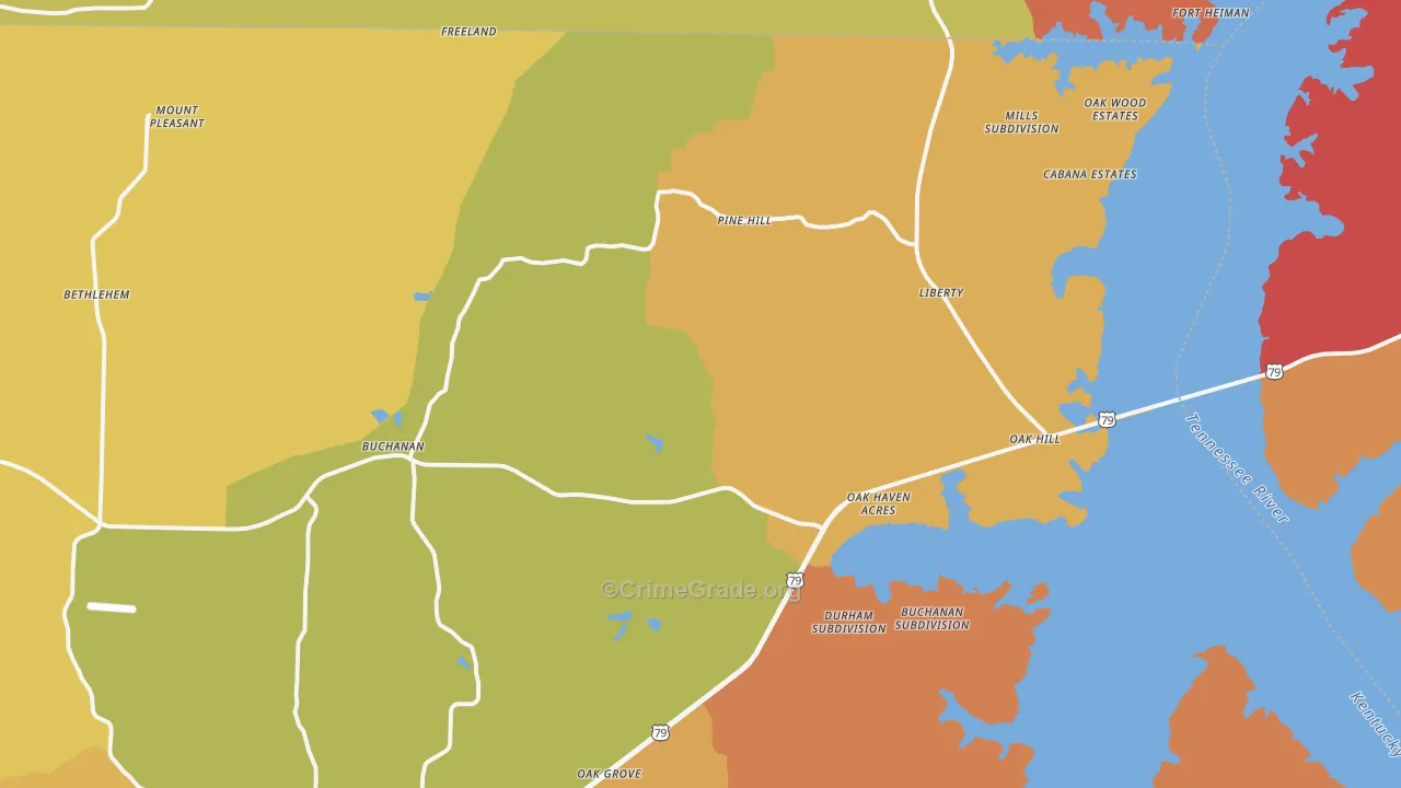 Buchanan, TN Map of Vandalism Rates