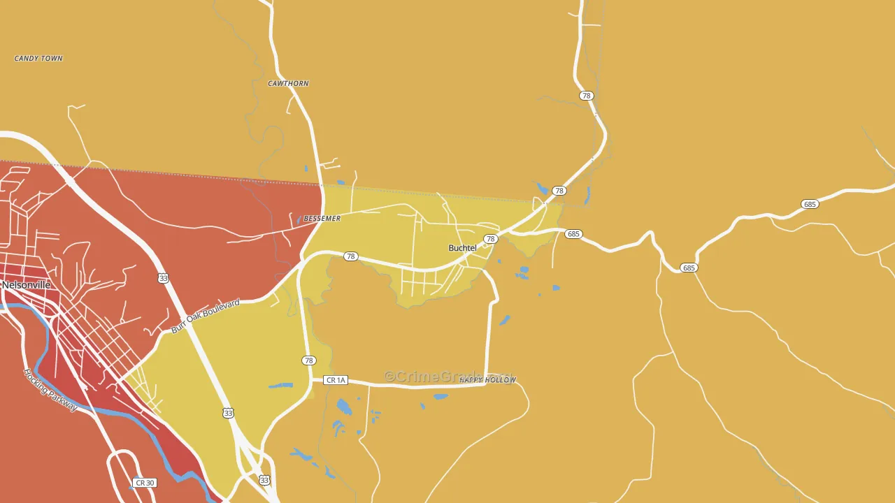 Buchtel, OH Map of Vandalism Rates