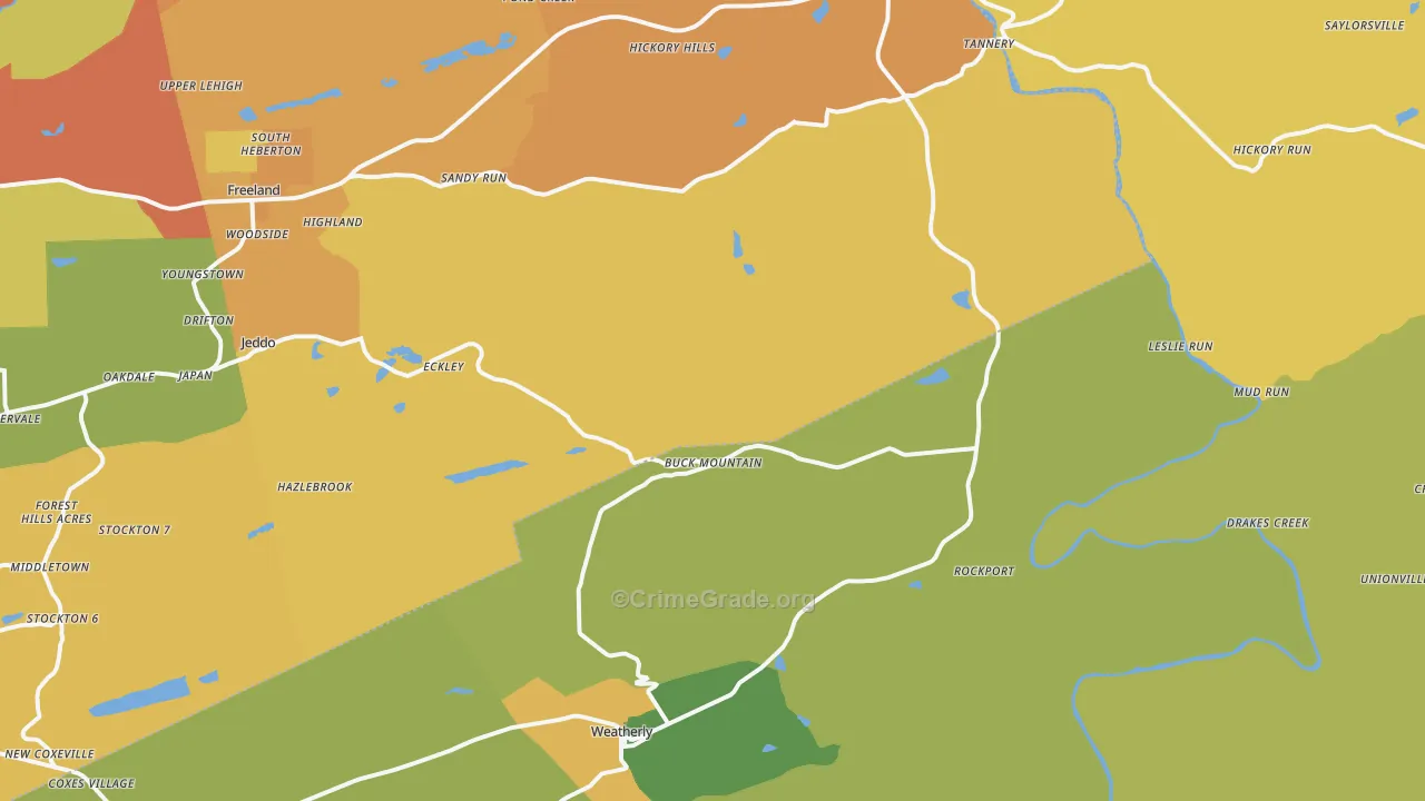 Buck Mountain, PA Map of Vandalism Rates