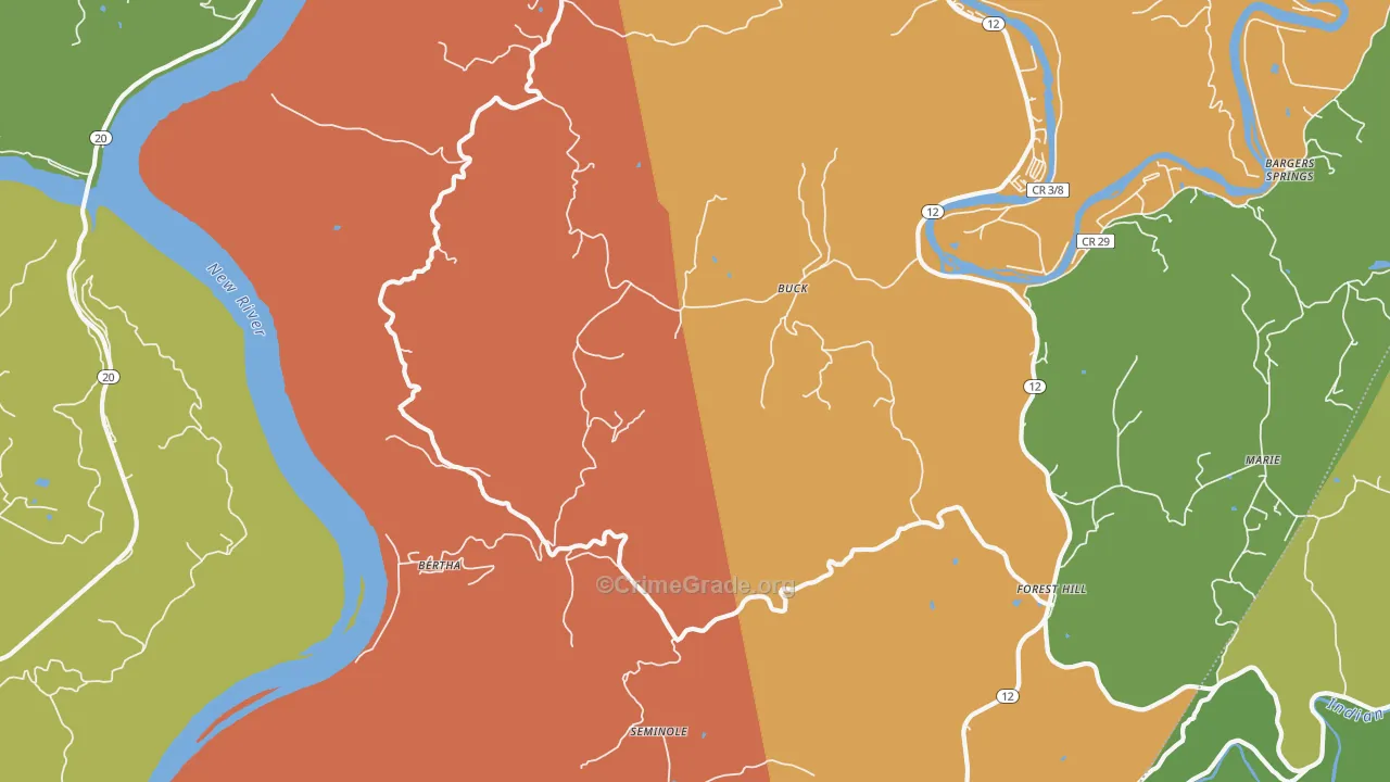 Buck, WV Map of Vandalism Rates