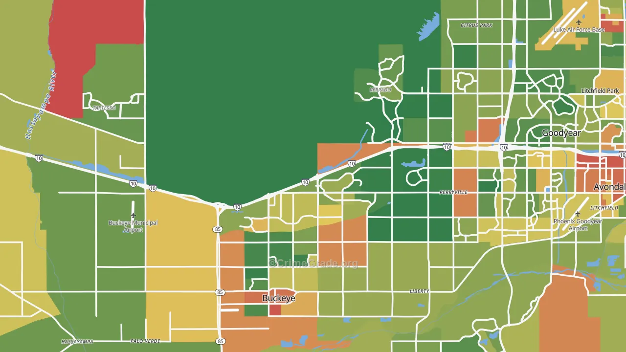 Buckeye, AZ Map of Vandalism Rates