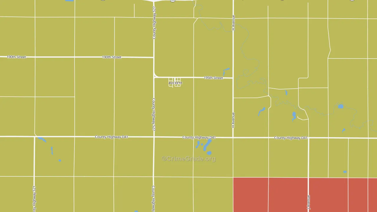 Buckeye, IA Map of Vandalism Rates