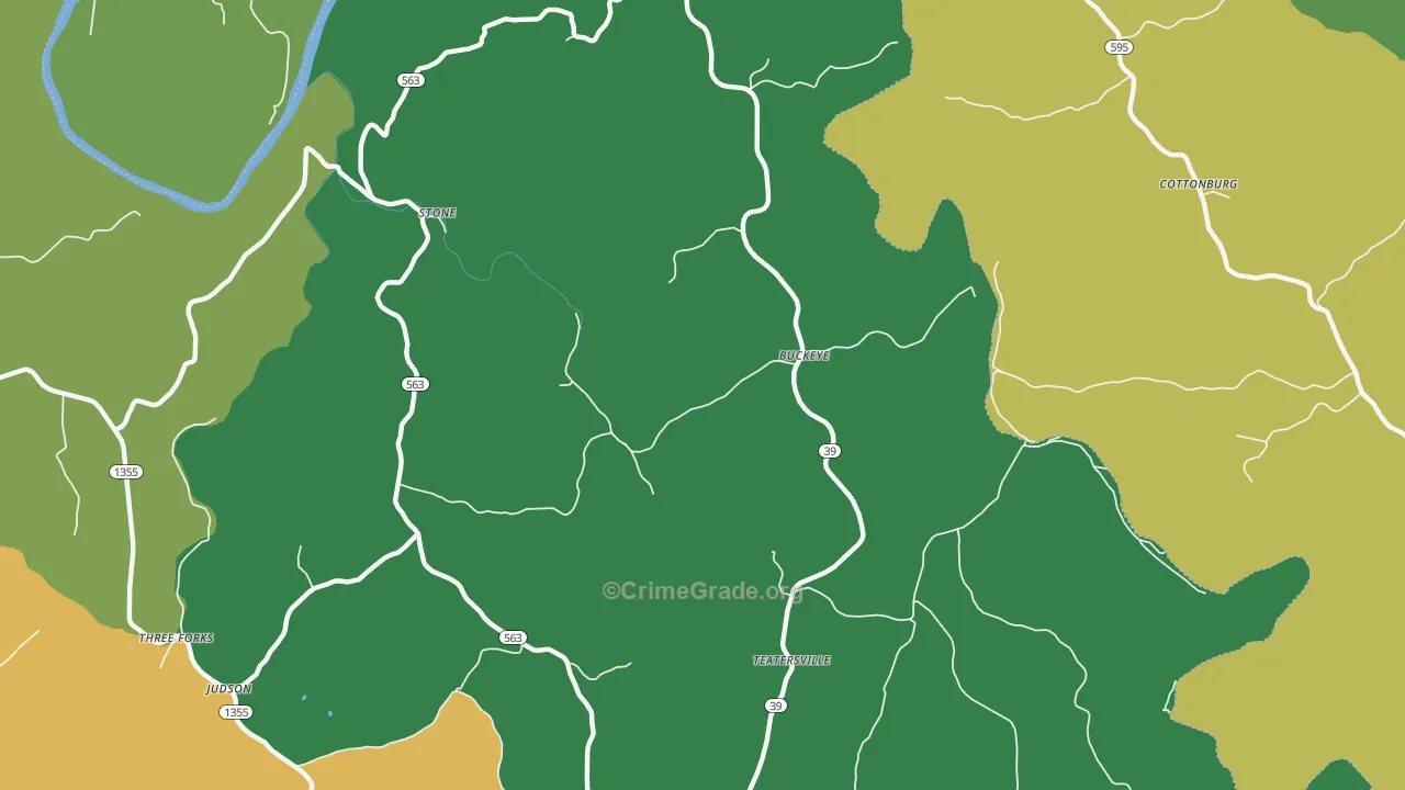 Buckeye, KY Map of Vandalism Rates