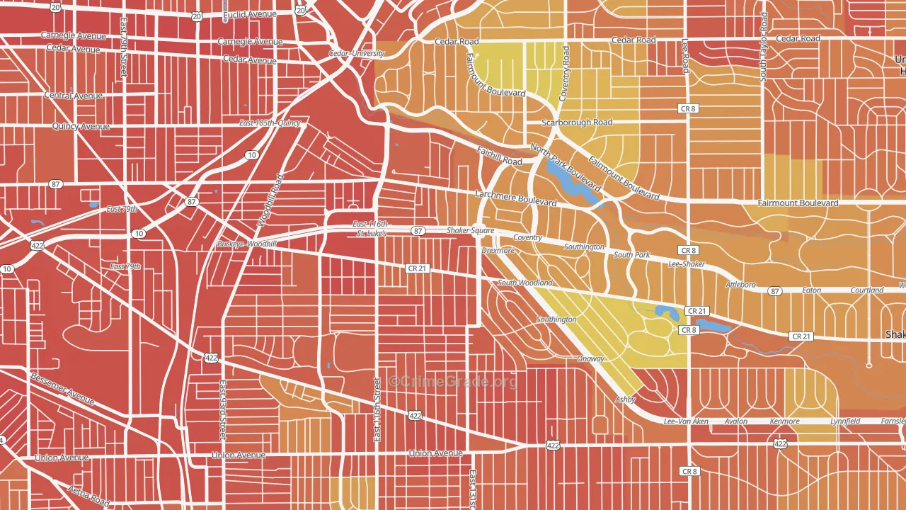 Buckeye-Shaker, Cleveland, OH Map of Vandalism Rates