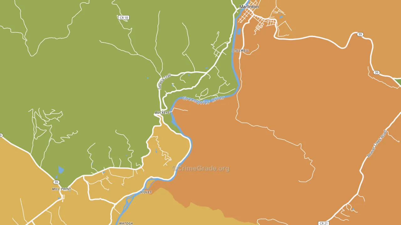 Buckeye, WV Map of Vandalism Rates