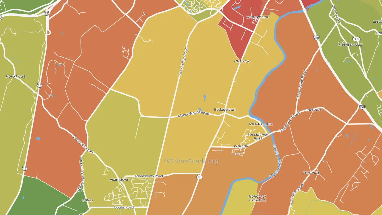 Buckeystown, MD Map of Vandalism Rates