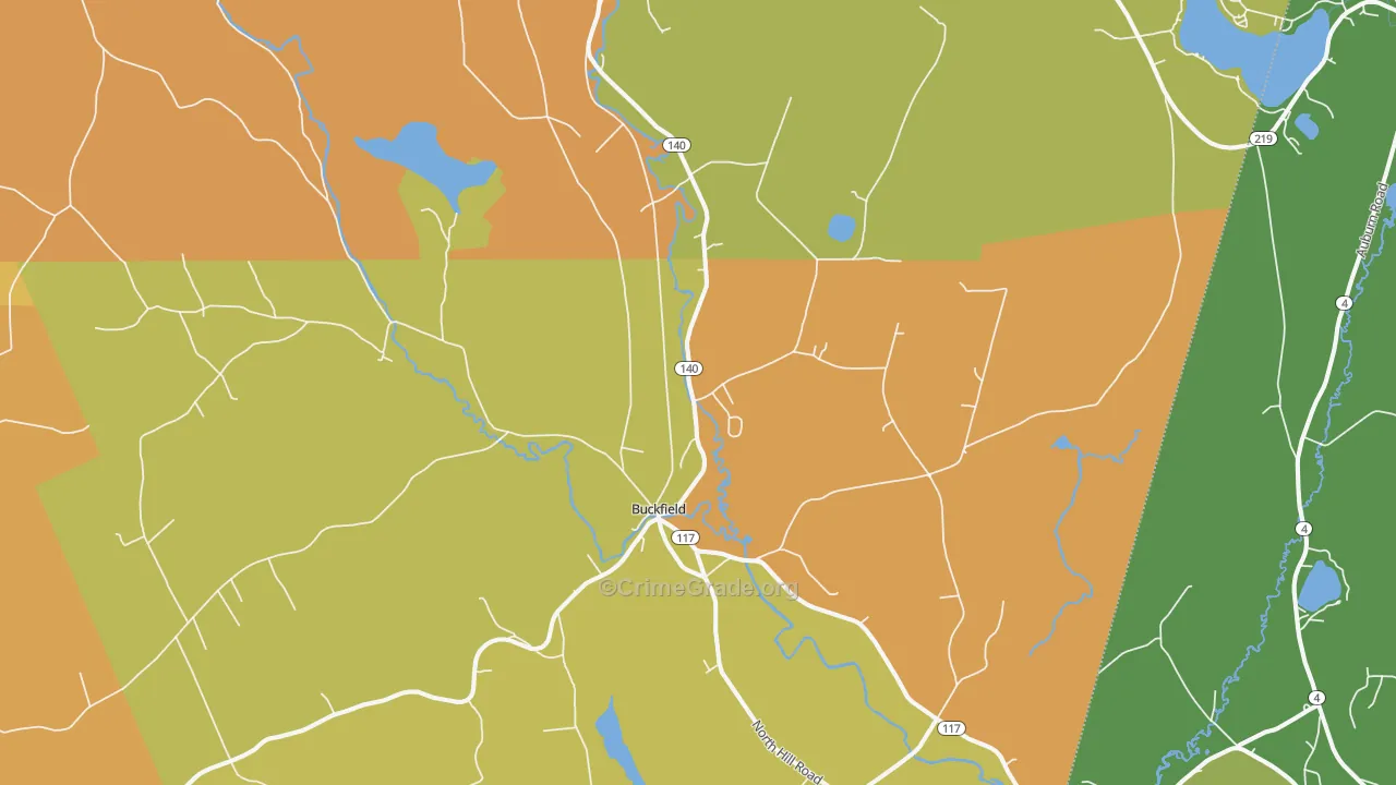 Buckfield, ME Map of Vandalism Rates