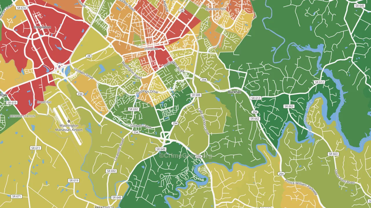 Buckhall, VA Map of Vandalism Rates