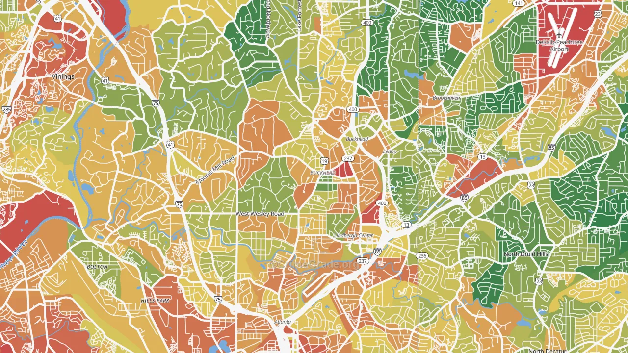 Buckhead, Atlanta, GA Map of Vandalism Rates