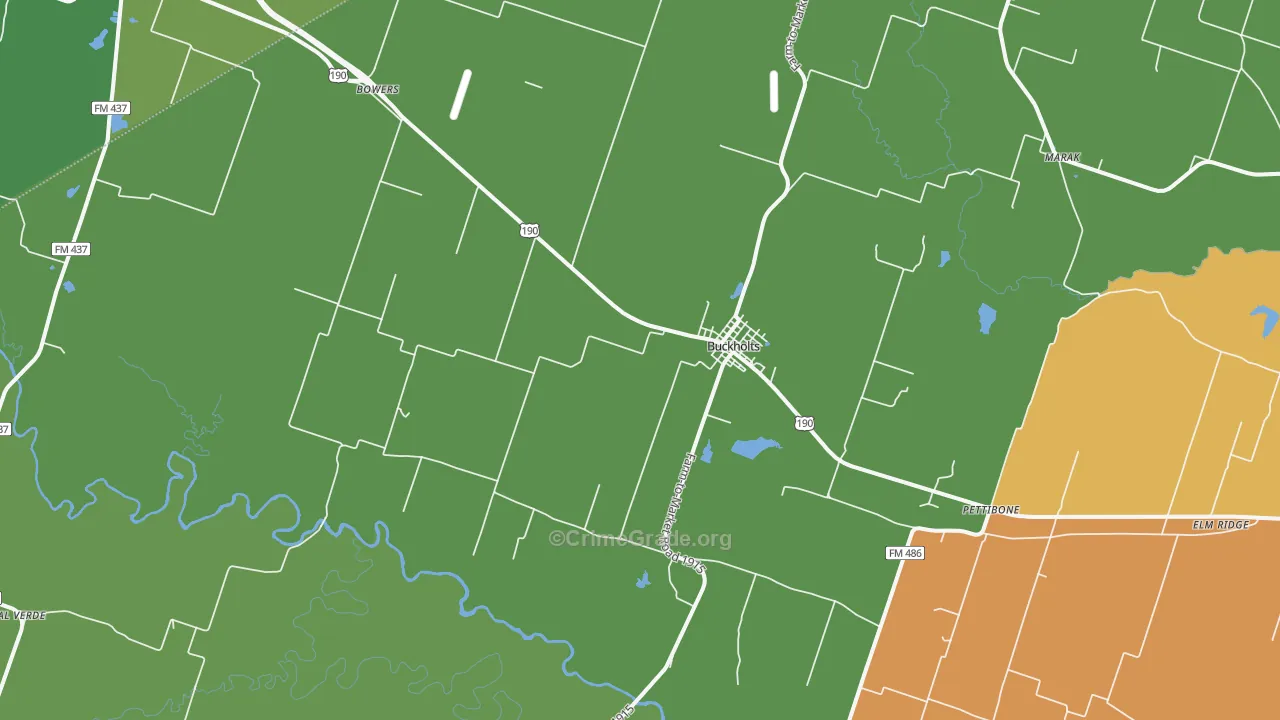 Buckholts, TX Map of Vandalism Rates