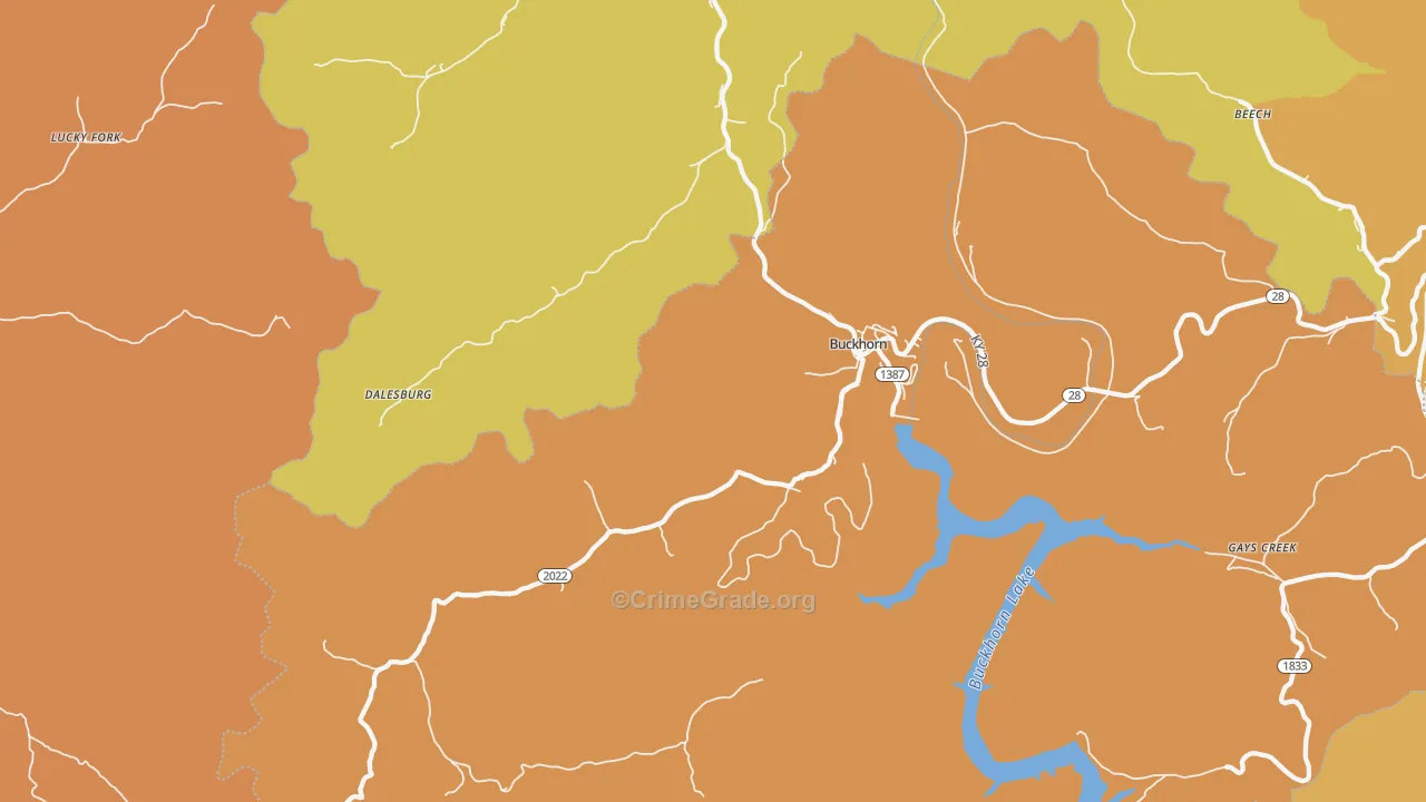Buckhorn, KY Map of Vandalism Rates