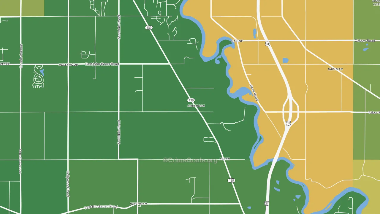 Buckhorn, MI Map of Vandalism Rates