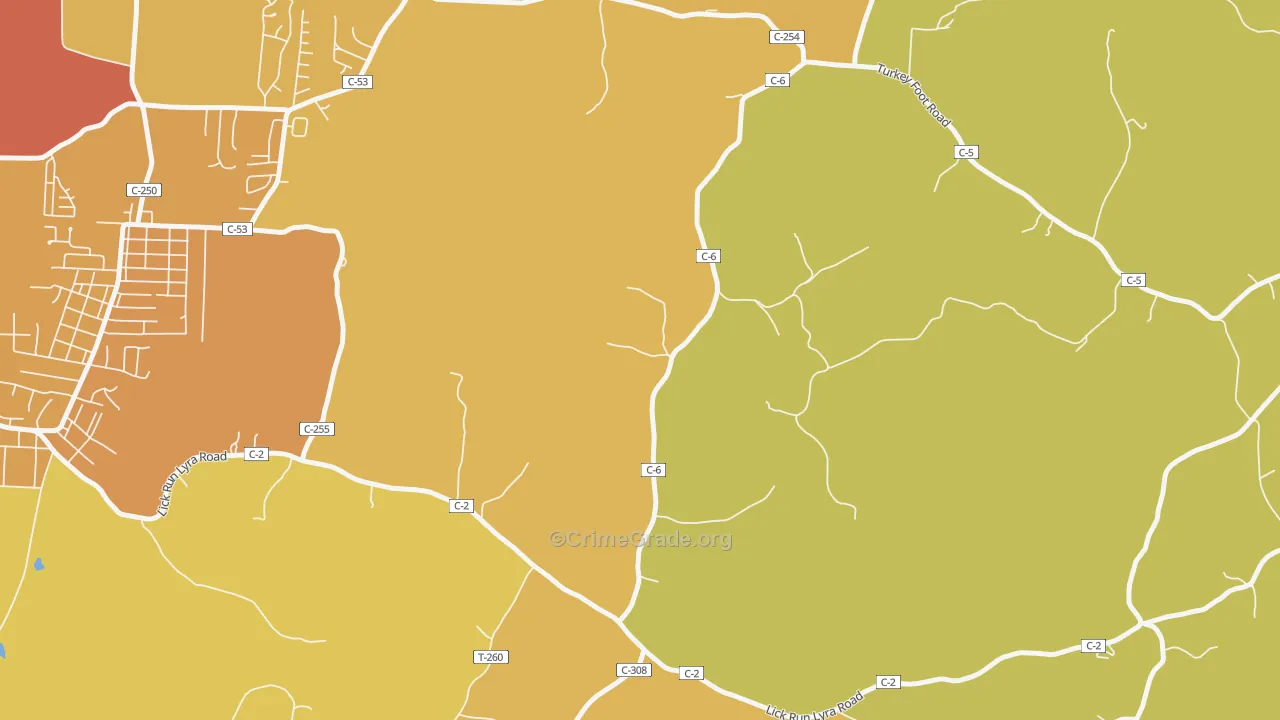 Buckhorn, OH Map of Vandalism Rates