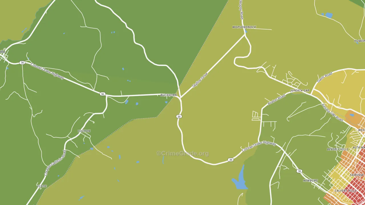 Buckhorn, PA Map of Vandalism Rates