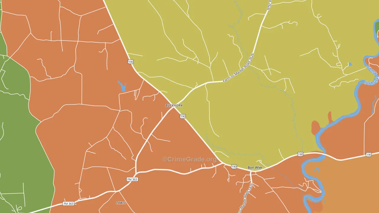 Buckhorn, TX Map of Vandalism Rates