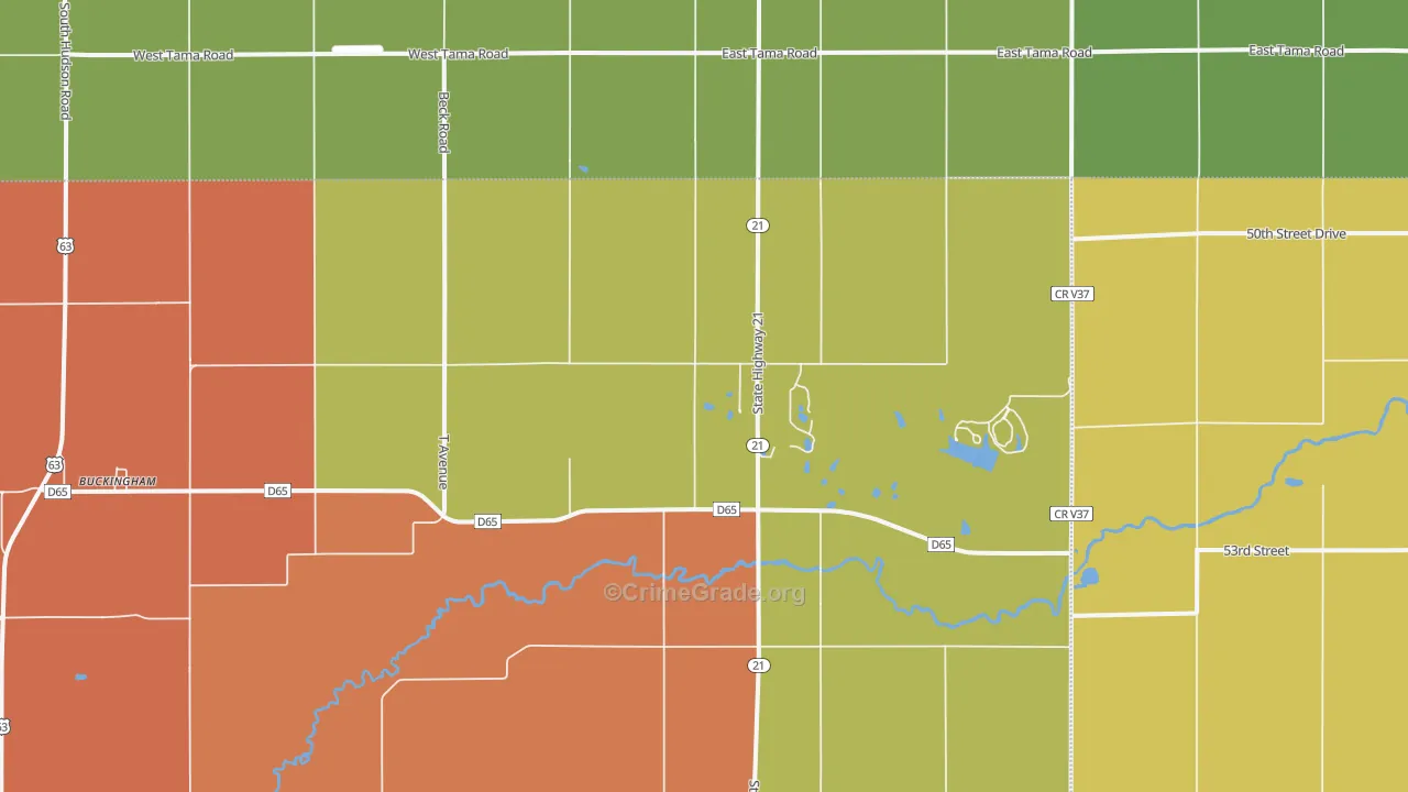 Buckingham, IA Map of Vandalism Rates