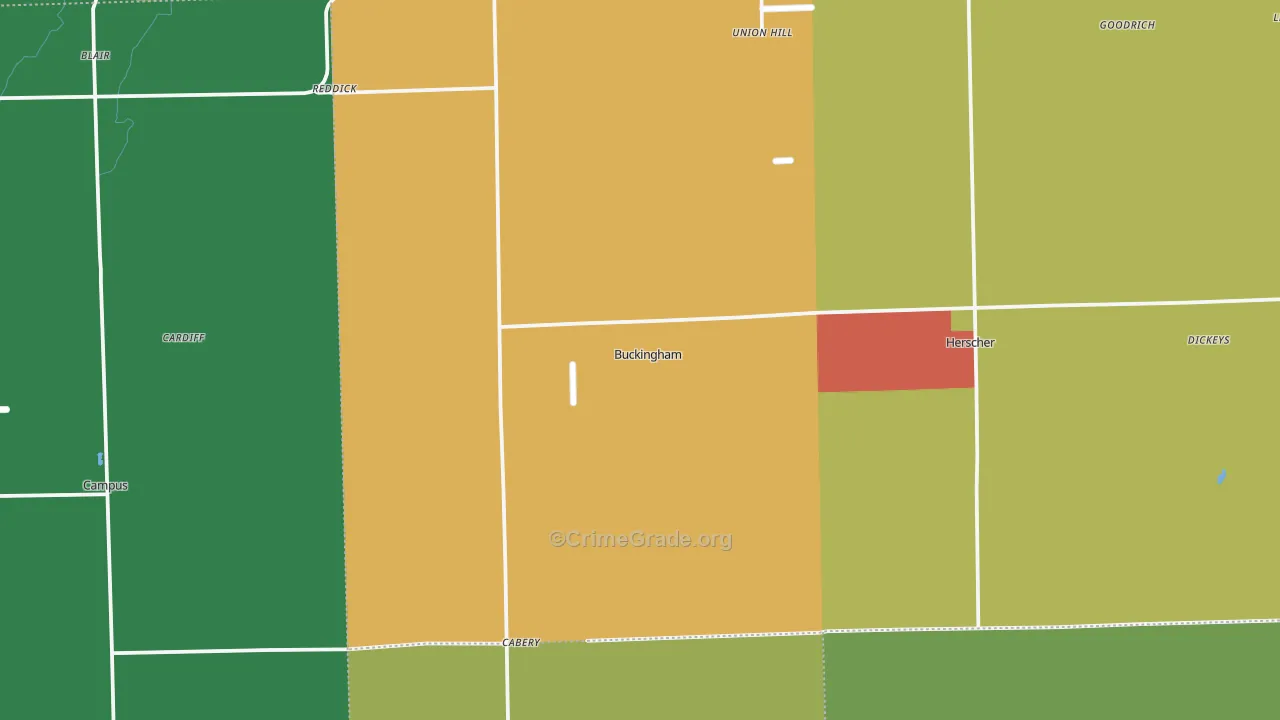 Buckingham, IL Map of Vandalism Rates