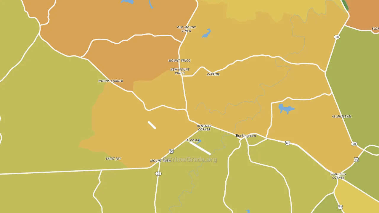 Buckingham, VA Map of Vandalism Rates