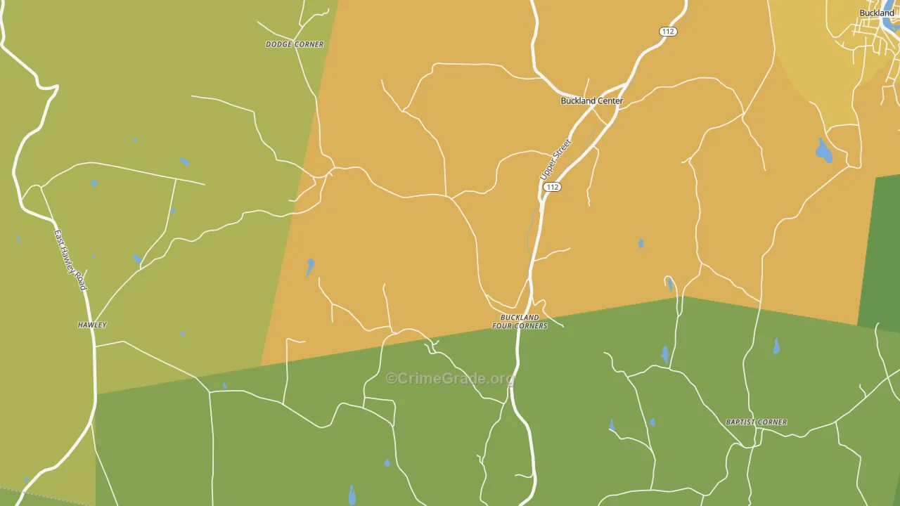 Buckland, MA Map of Vandalism Rates