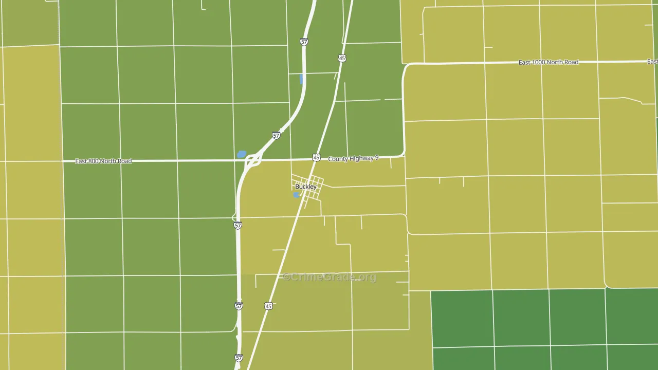 Buckley, IL Map of Vandalism Rates