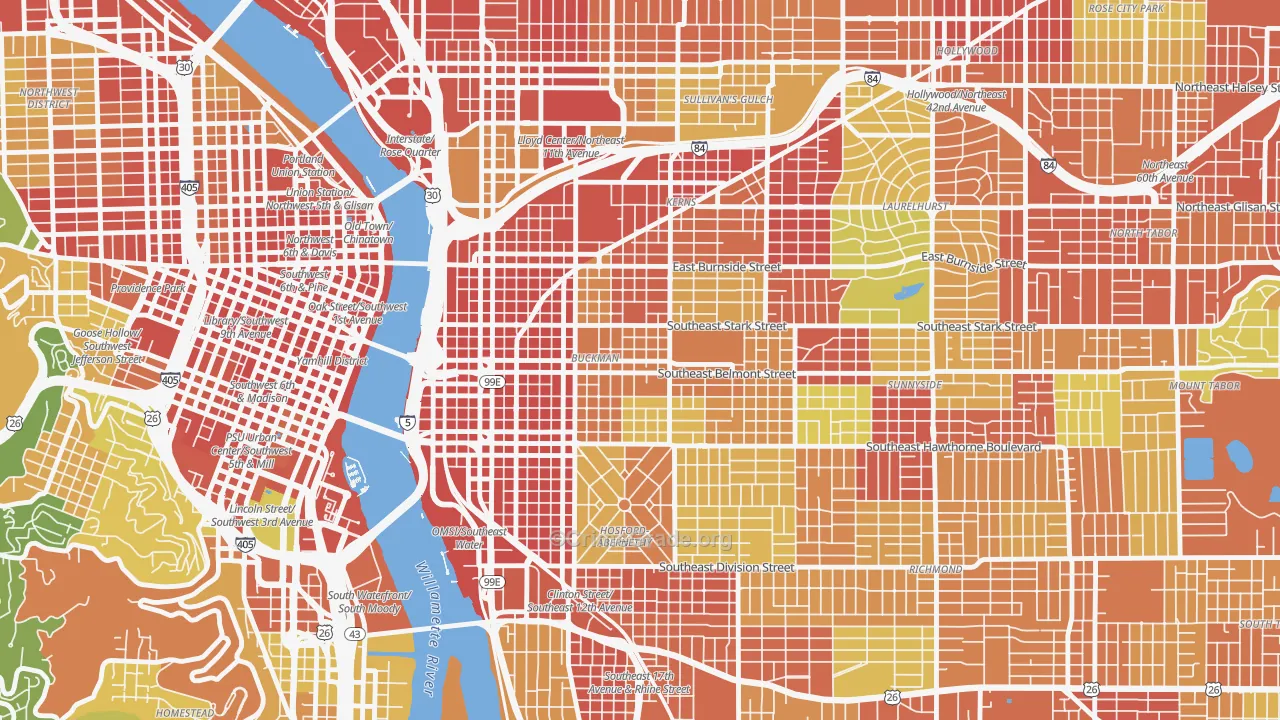 Buckman, Portland, OR Map of Vandalism Rates
