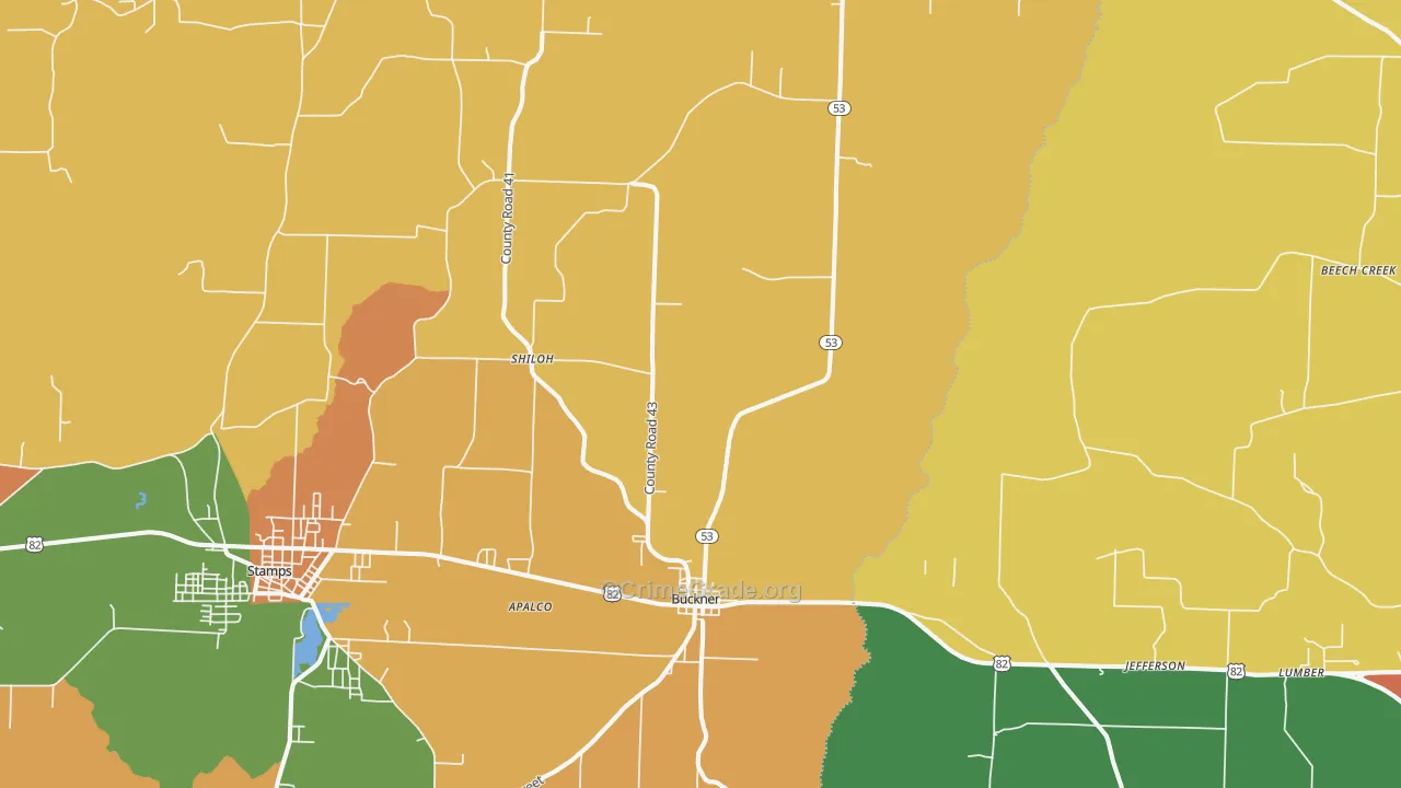 Buckner, AR Map of Vandalism Rates
