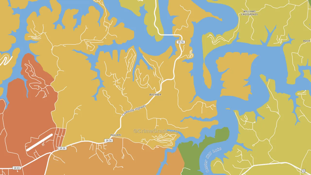 Buckner, TN Map of Vandalism Rates