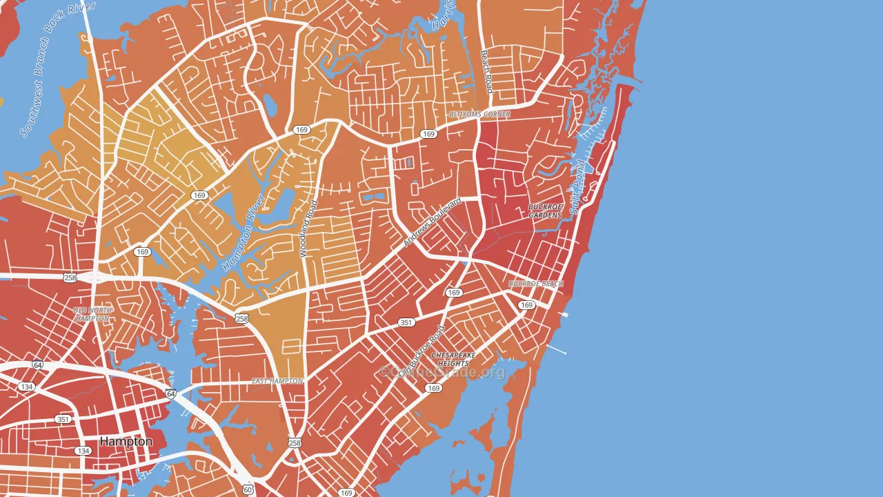Buckroe, Hampton, VA Map of Vandalism Rates