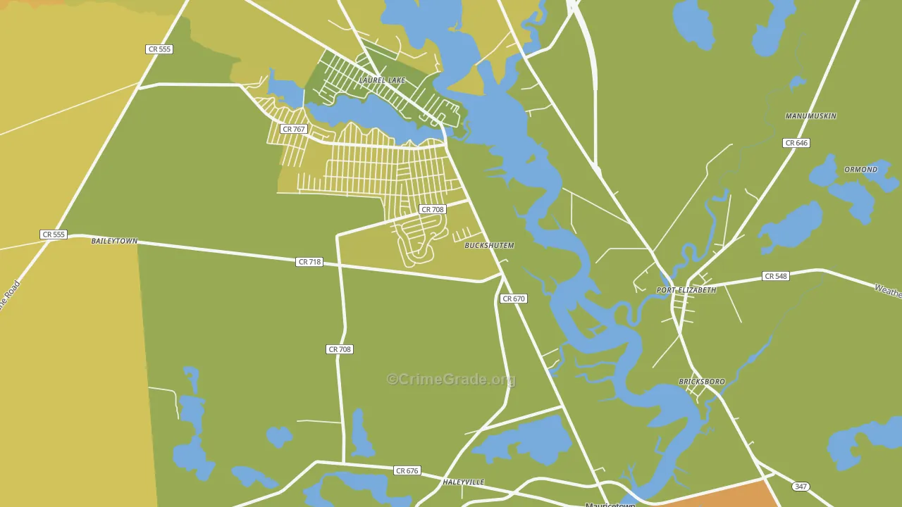 Buckshutem, NJ Map of Vandalism Rates