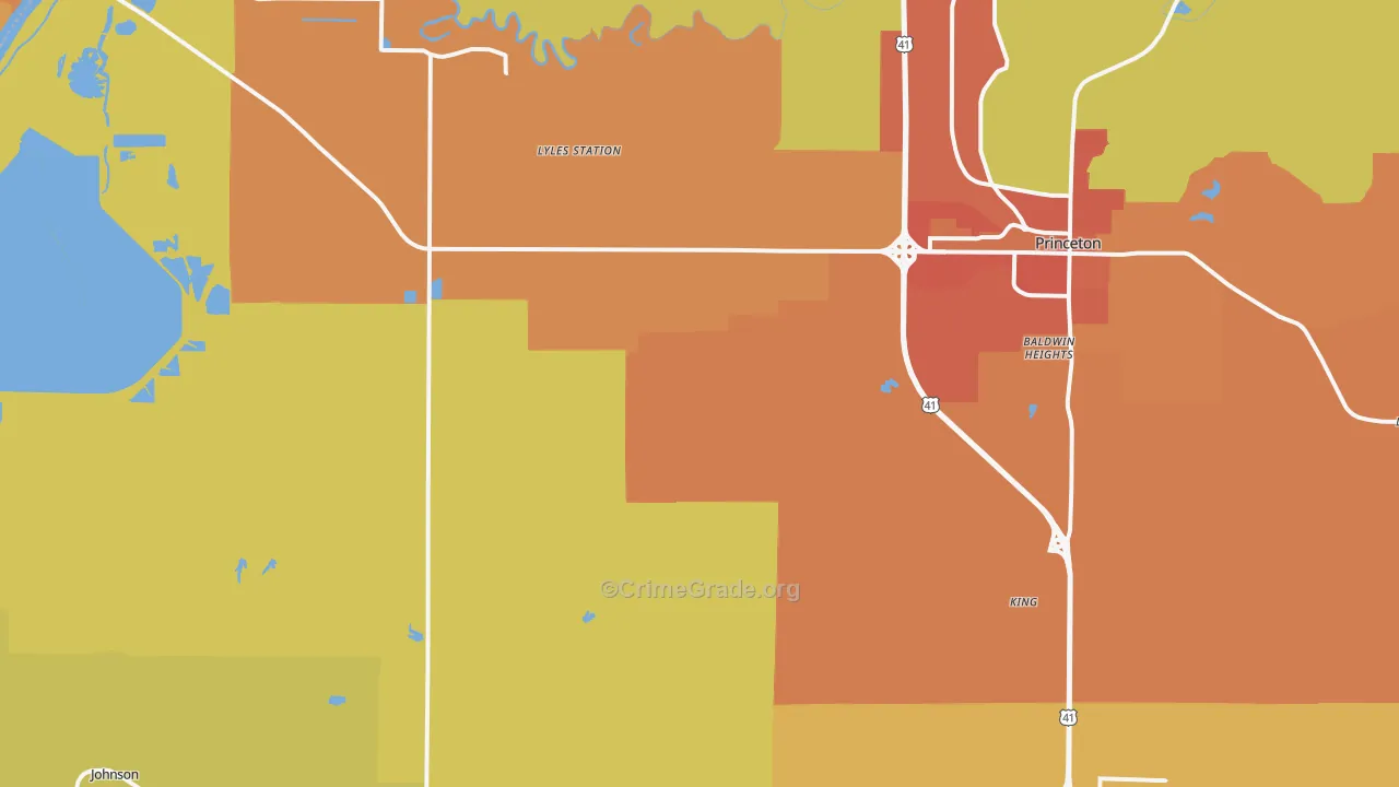 Buckskin, IN Map of Vandalism Rates