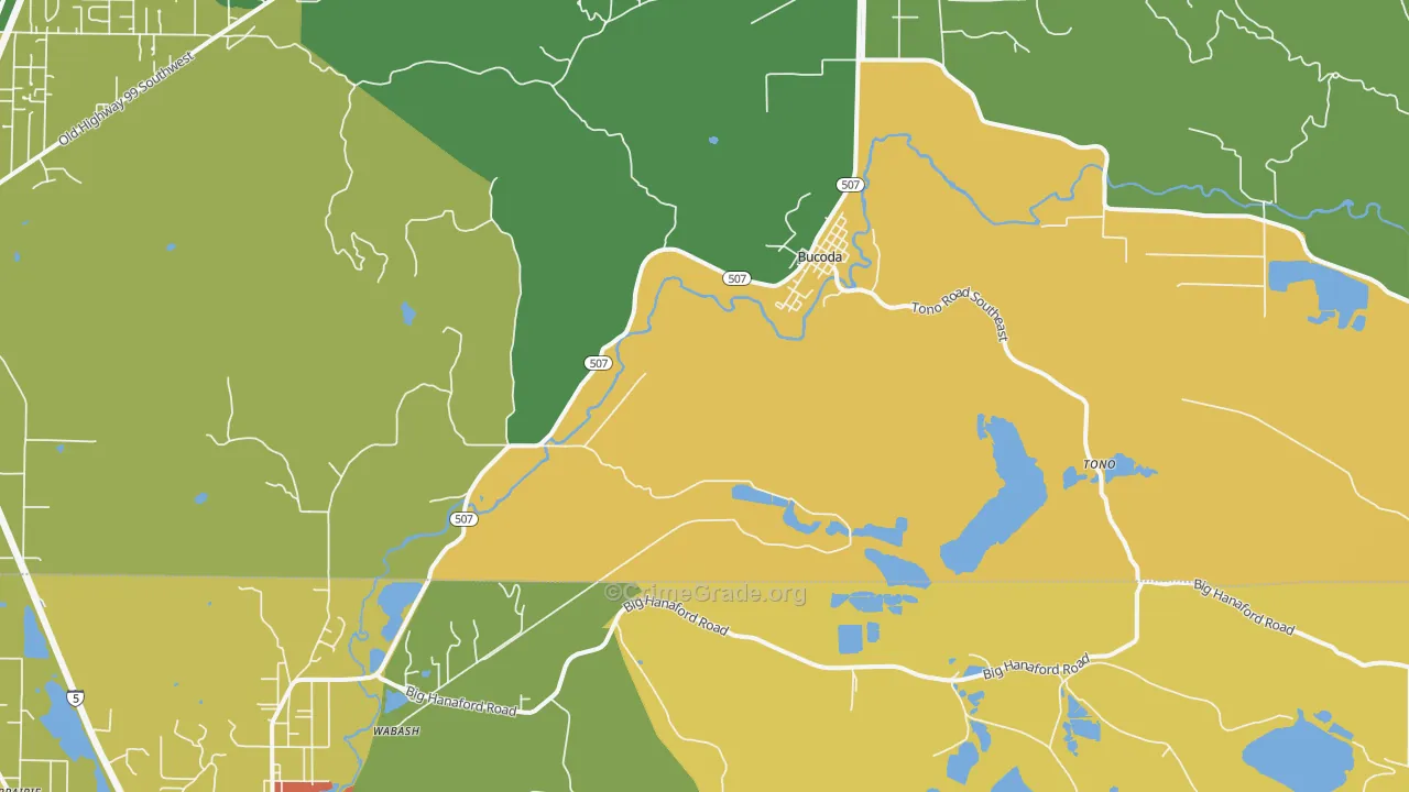 Bucoda, WA Map of Vandalism Rates
