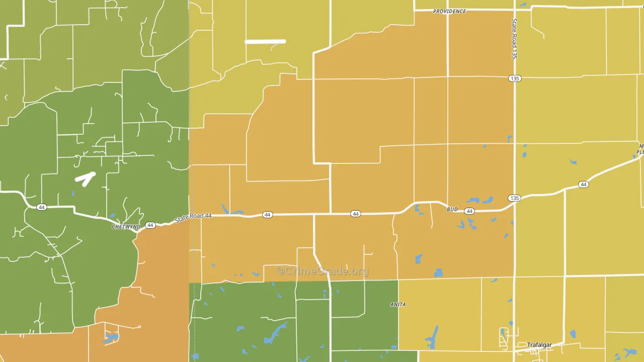 Bud, IN Map of Vandalism Rates