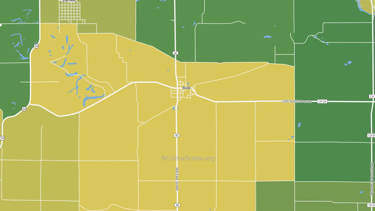Buda, IL Map of Vandalism Rates