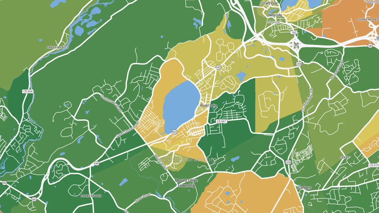 Budd Lake, NJ Map of Vandalism Rates