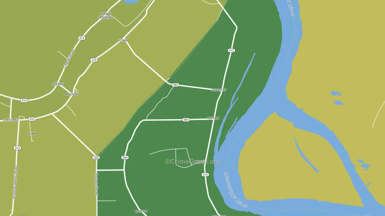 Bueche, LA Map of Vandalism Rates